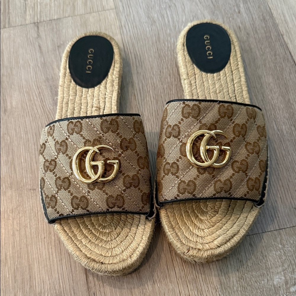 Gucci Women's Tan Espadrille Slides